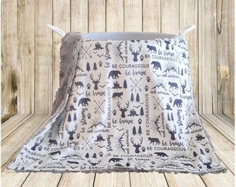 Adventure Wilderness Baby Blanket - Baby Shower Gift Idea - Minky Blanket - Nursery Accessories - Be Brave - Be Courageous - Seek Adventure