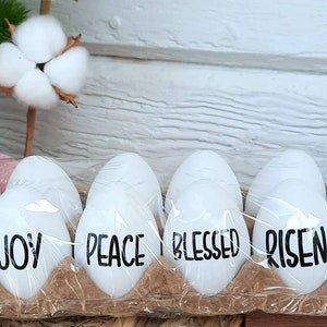 Rea Dunn Inspired Egg Decor Personalized Easter Eggs Easter Gifts Neutral Easter Decor image 4