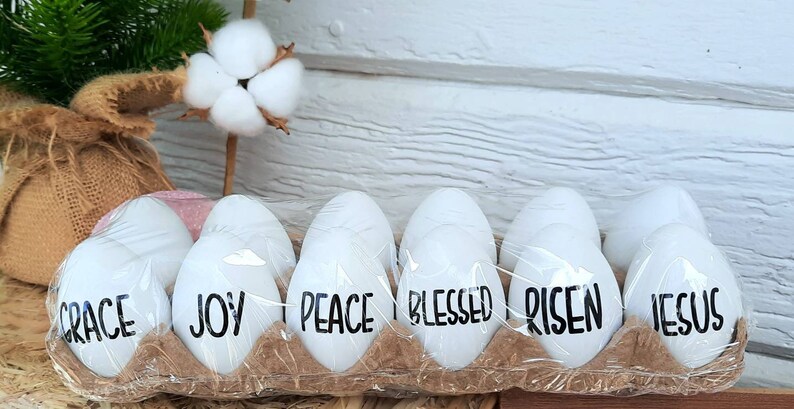 Rea Dunn Inspired Egg Decor Personalized Easter Eggs Easter Gifts Neutral Easter Decor image 4