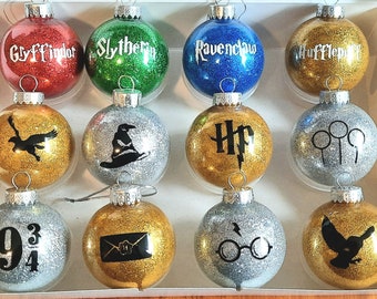 Magical Christmas Ornaments - Sorcerers Stone - School of Magic Decor - Hogwarts - Ron - Harry - Owl