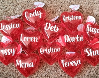 Personalized Valentines Day Hearts - Personalized Valentines Containers - Valentines Day Gifts - 3in Containers - Plastic Heart