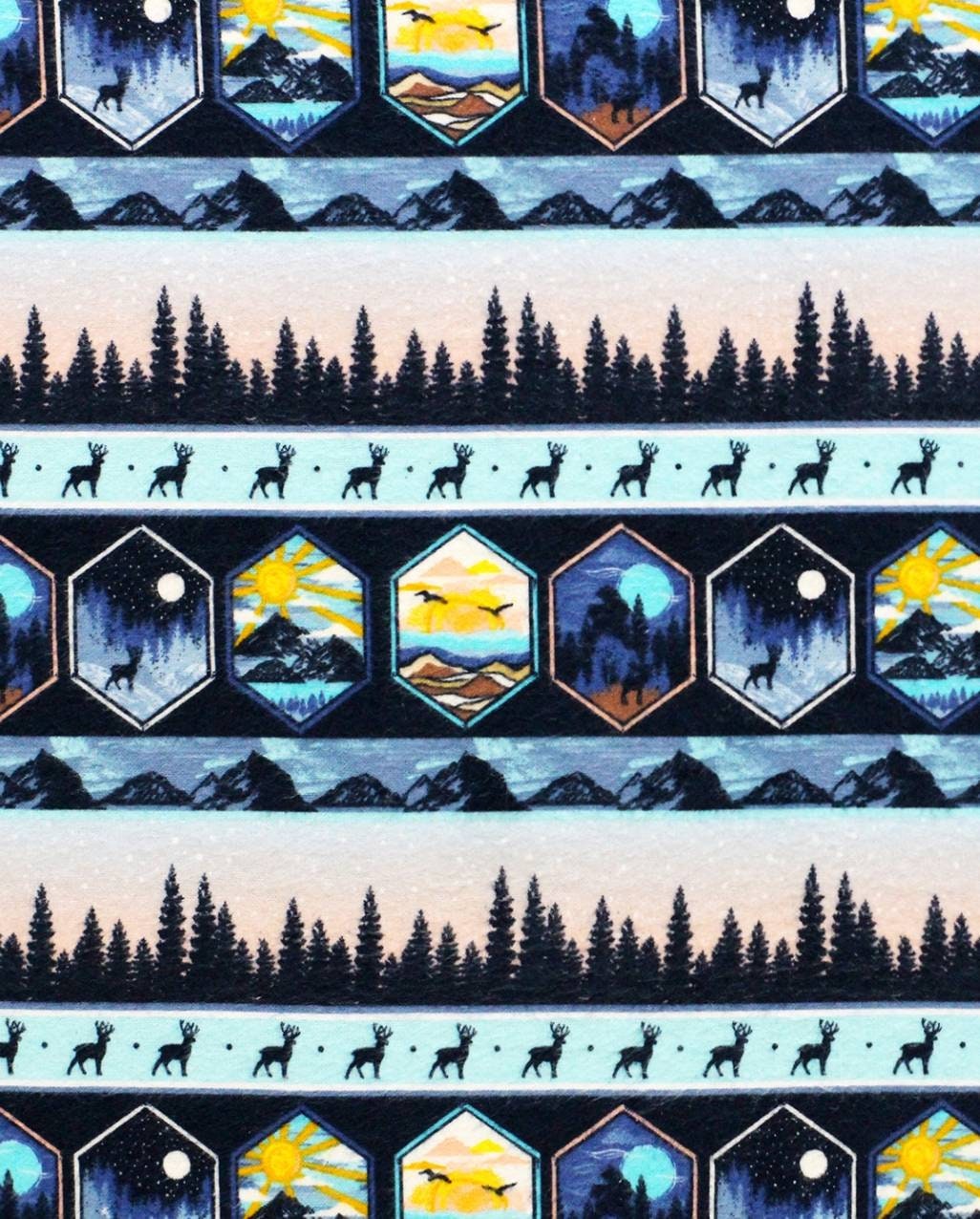 Mountain Flannel Fabric Camping Snuggle Flannel Elk Snuggle Flannel Seek Adventure Flannel Fabric By The Yard