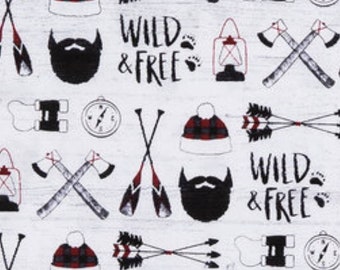 Lumber Jack Fabric - Mountain Man Fabric - Wild & Free Fabric - Quilting Cotton by the Yard - Adventure Fabric - Baby Blanket - Christmas