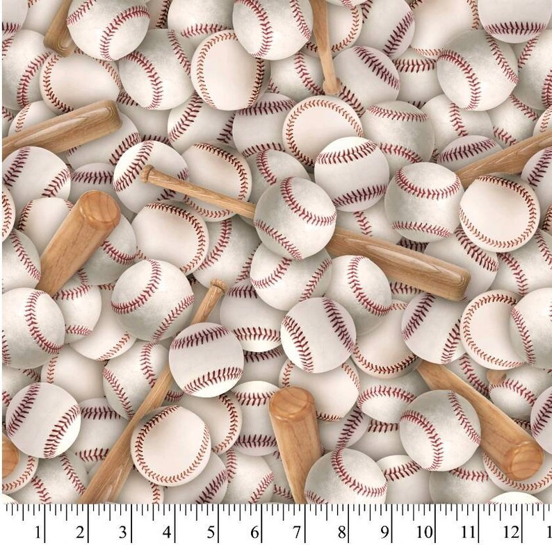 American Baseball Fabric Novelty Cotton Navy Baseball Etsy
