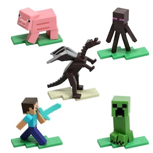 Block Craft Cake Toppers - Steve Cupcake Toppers -  Finding Mine Cupcake Toppers - Cake Decorations