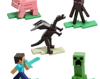 Block Craft Tårtdekorationer - Steve Cupcake Toppers - Finding Mine Cupcake Toppers - Tårtdekorationer
