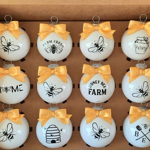 Honey Bee Christmas Ornaments Honey Bee Farm Bumblebee Bee Farm Ornaments Honeycomb Save the Bees image 1