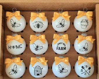 Honey Bee Christmas Ornaments - Honey Bee Farm - Bumblebee - Bee Farm Ornaments - Honeycomb - Save the Bees