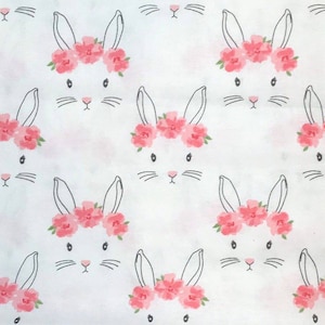 Floral Bunny Fabric - Easter Bunny Fabric - Spring Bunny Fabric