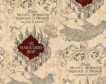 Marauder's Map Fabric - Quilting Cotton By The Yard