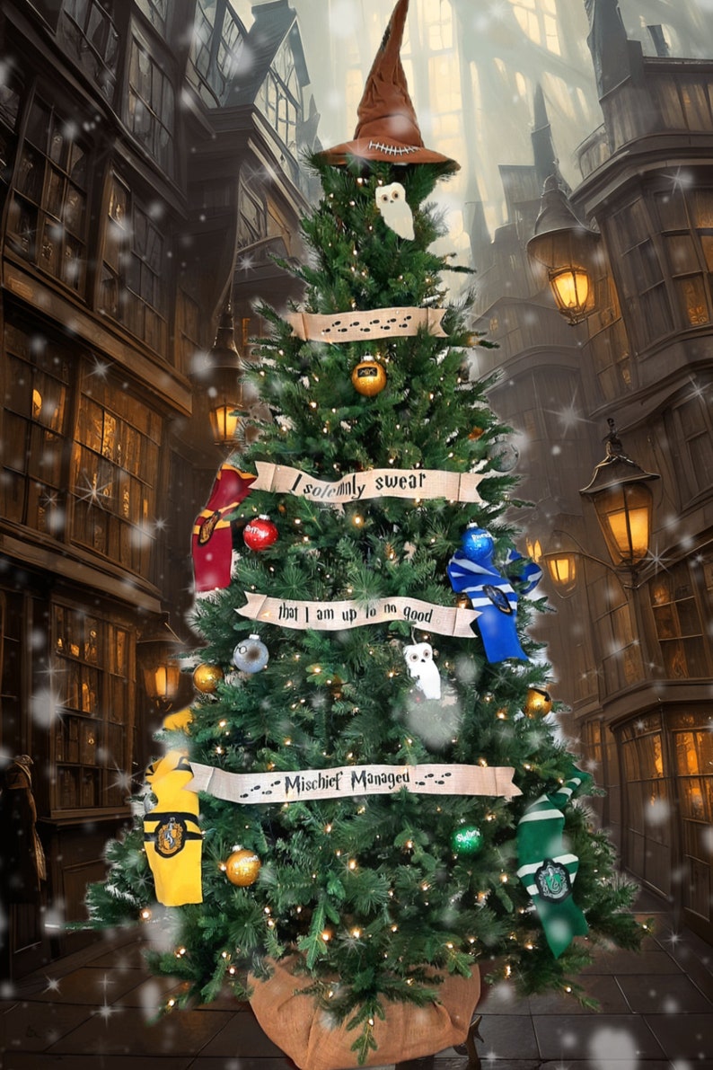 Magical Christmas Ornaments Sorcerers Stone School of Magic Decor Hogwarts Ron Harry Owl image 6
