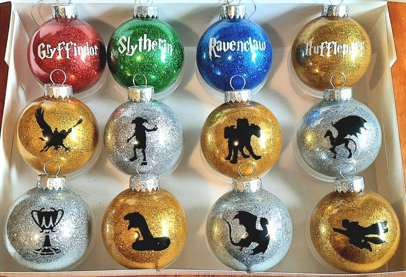 Magical Christmas Ornaments Sorcerers Stone School of Magic Decor Hogwarts Ron Harry Owl image 3