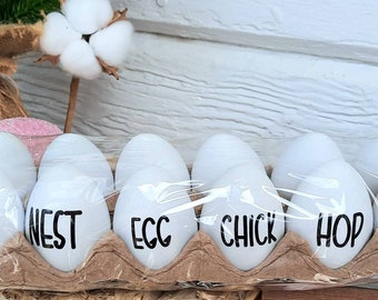 Rea Dunn Inspired Egg Decor - Personalized Easter Eggs - Easter Gifts - Neutral Easter Decor