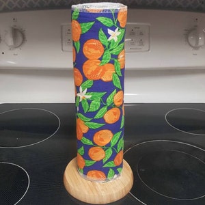 Toalhas de papel laranja - Toalhas reutilizáveis de flanela - 1 camada - ECOlogicamente corretas - Toalhas de papel de algodão - Estampa divertida - Laranjas - Animais - Xadrez de búfalo