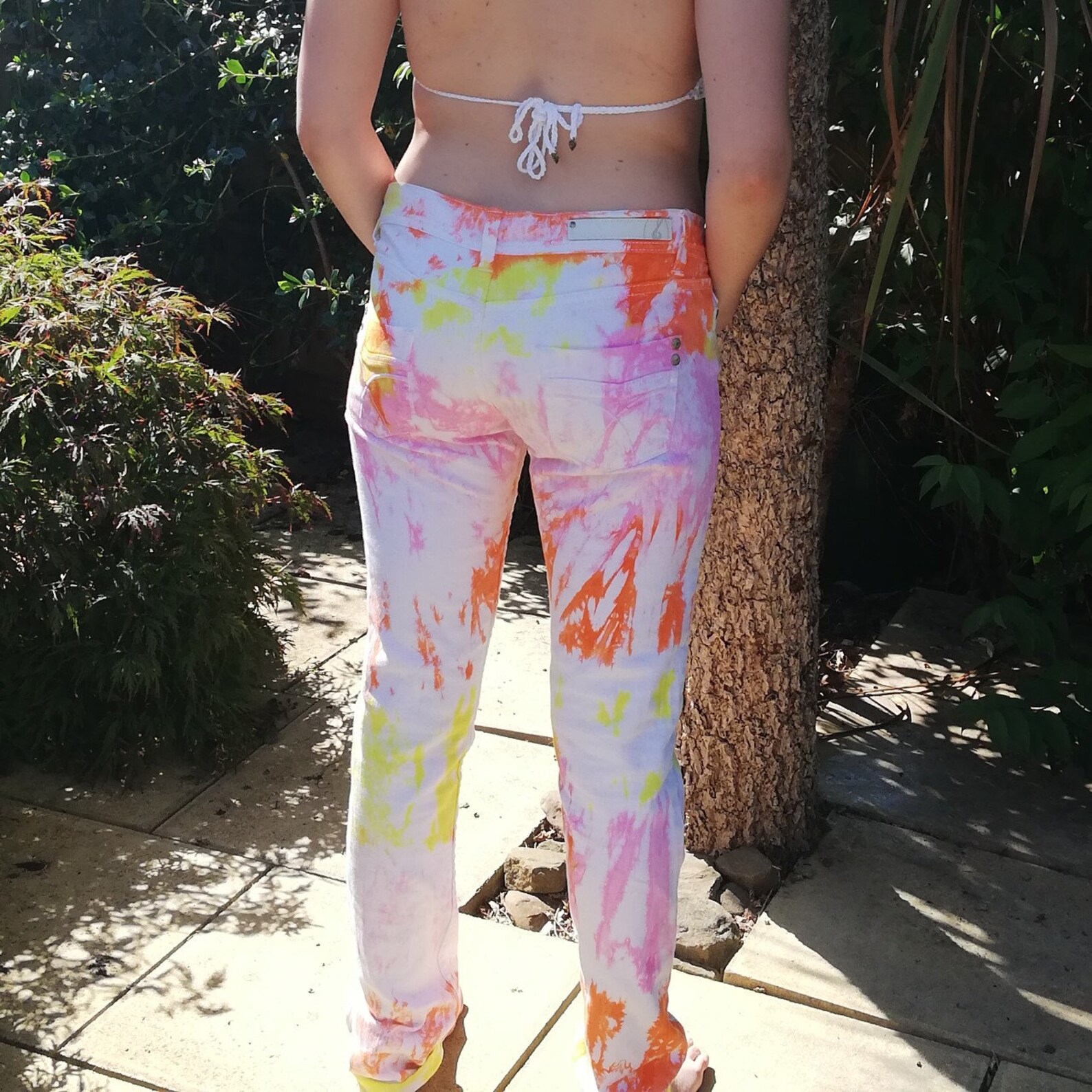 Handmade Low Rise Tie Dye White Jeans. Only Ever Tried On. Etsy