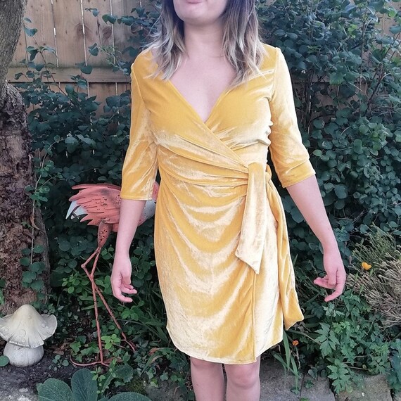 yellow velour dress