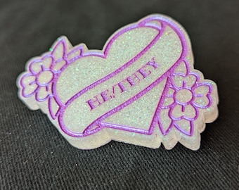 White He/They Pin