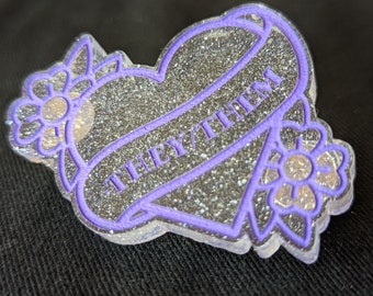 Clear They/Them Pin