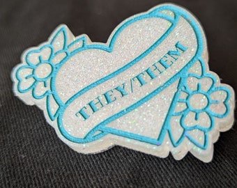White They/Them Pin