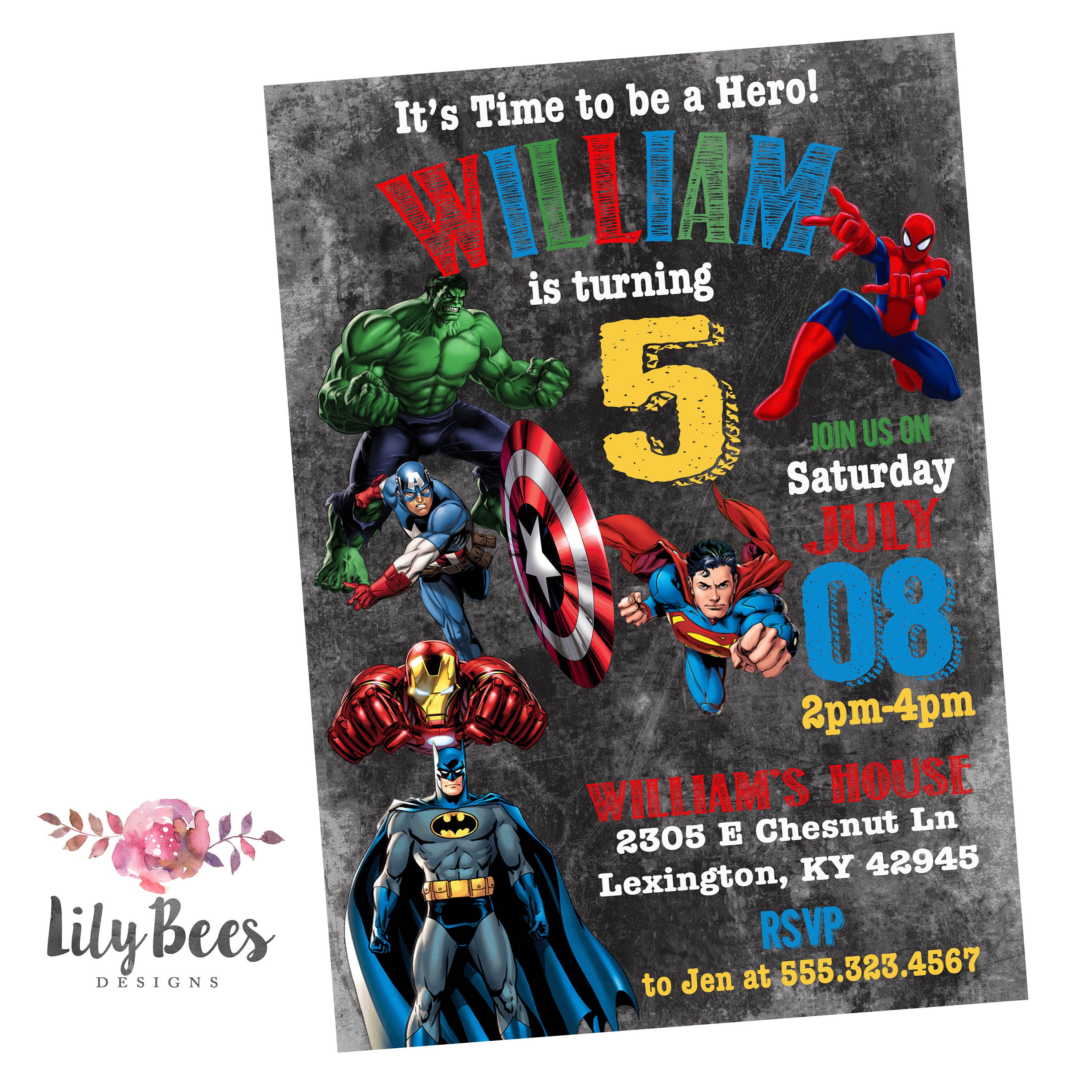 Superhero Birthday Invitation Etsy
