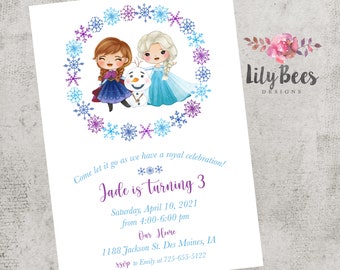 Frozen Birthday Invitation, Elsa and Anna Birthday Invitation, Ice Princess Birthday Invitation