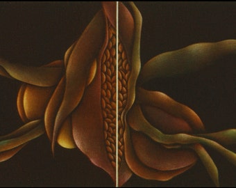 Between Here and There, Multi color mezzotint print, diptych,  original hand-pulled intaglio,hand rocked copper plate