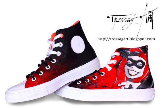 Custom Shoes Baskets Converse Harley Quinn 39 CustomLy-Cured | Etsy