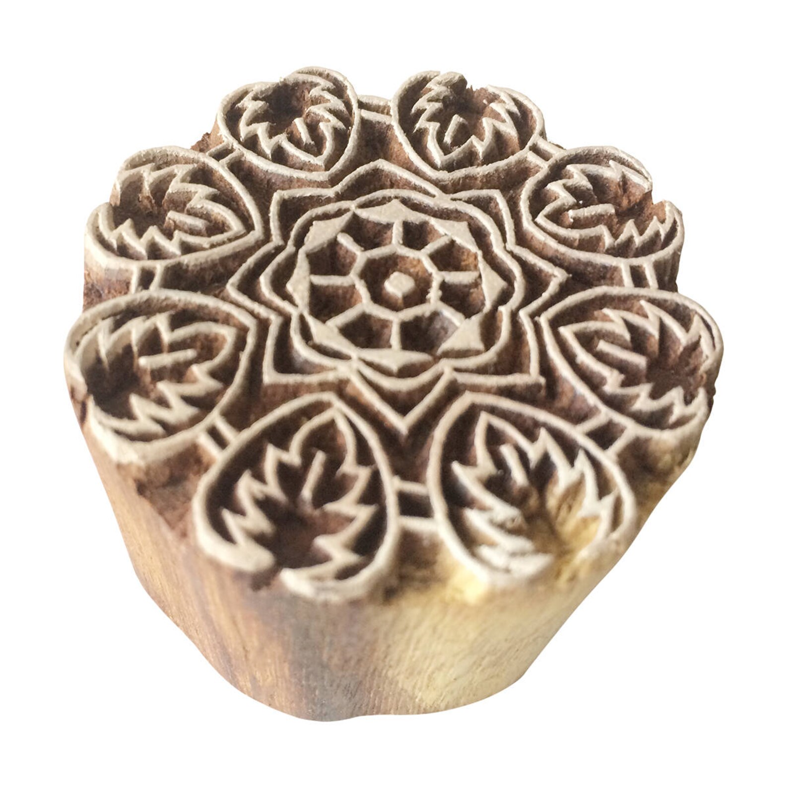 Flower Shape Round Stamp Indian Wood Stamp Wood Block Stamp Etsy