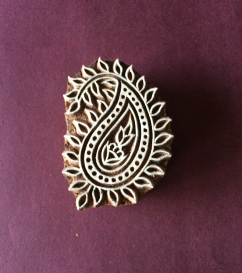 Paisley stamp Wood carved stamp paisley wood stamp indian Etsy