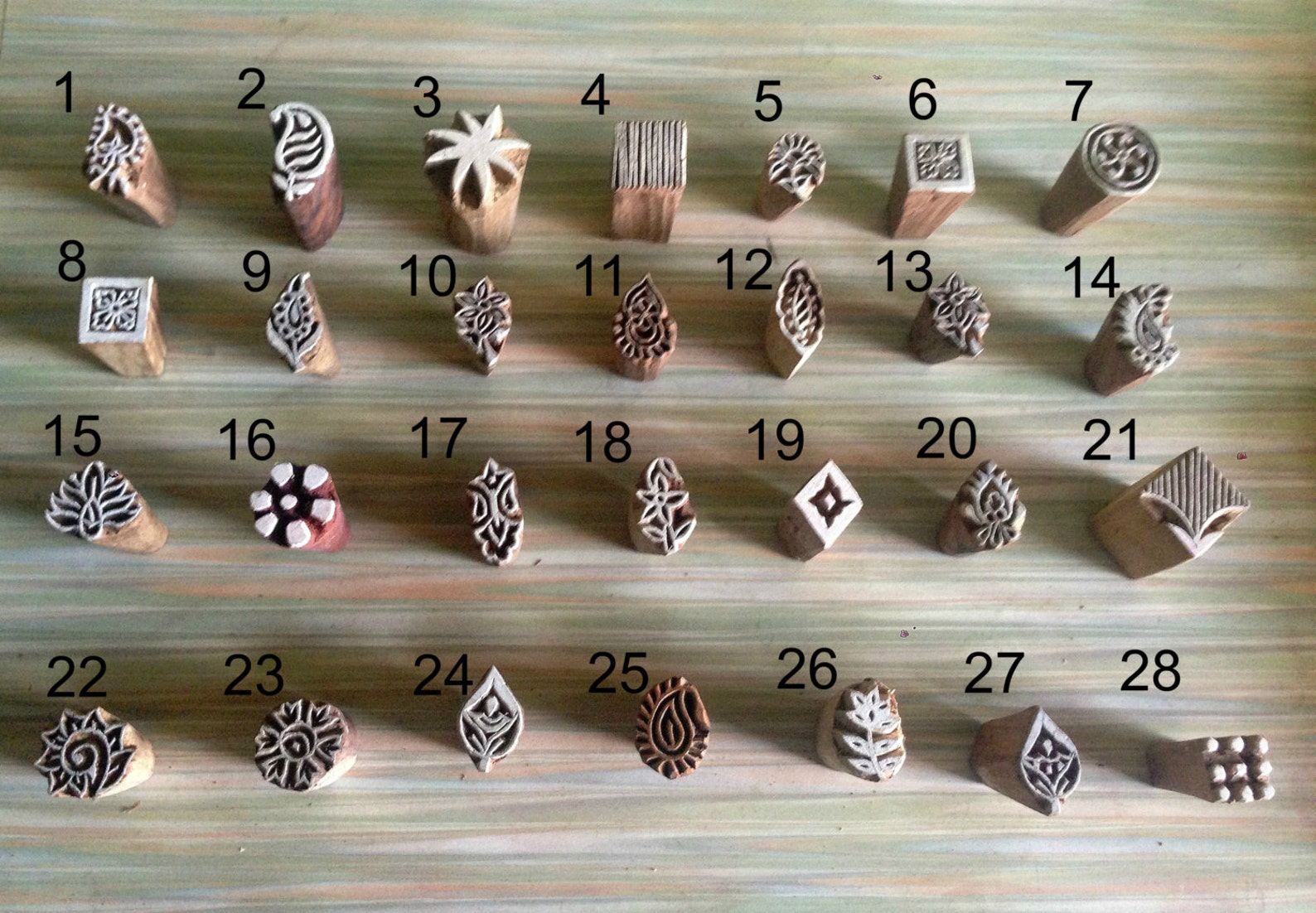 Set of 2 tiny wood Stamps textile stamps hand carved wood Etsy