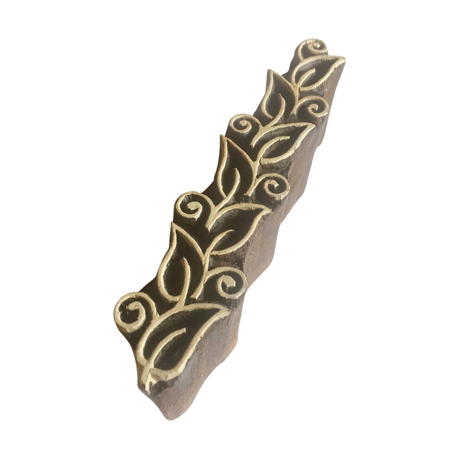 Border Wooden Block Stamp Swirl and Leaf Stamp Wood Block Etsy