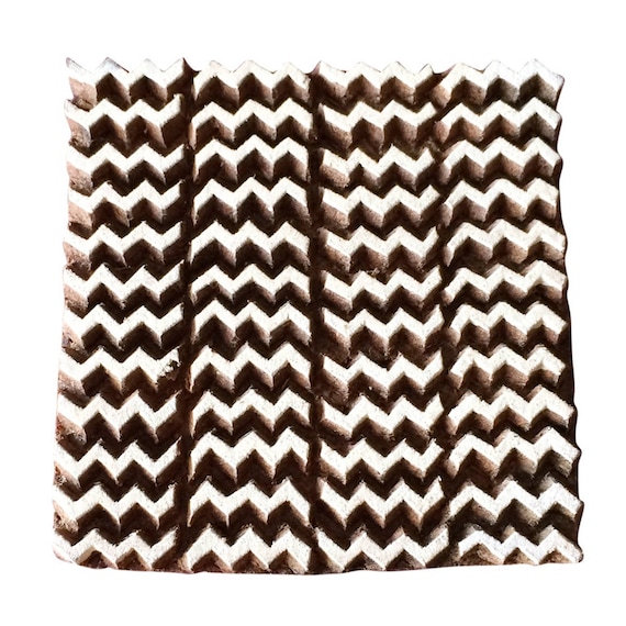 Zig Zag Printing Block Wooden Stamp Block Pottery Crafts /& Textile Hand-Carved