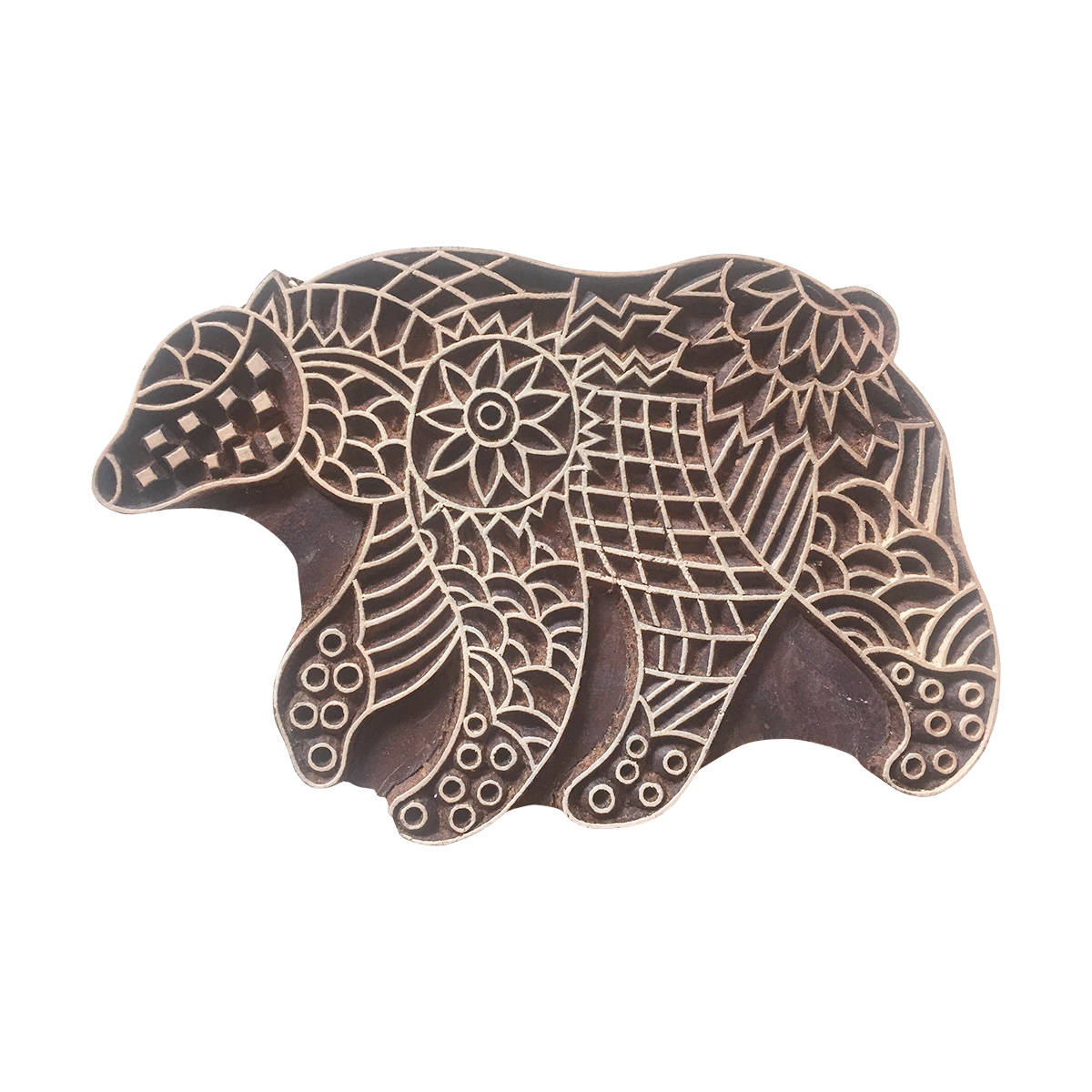 Bear Stamp Animal Stamp Wooden Block Stamp Indian Handcarved Etsy