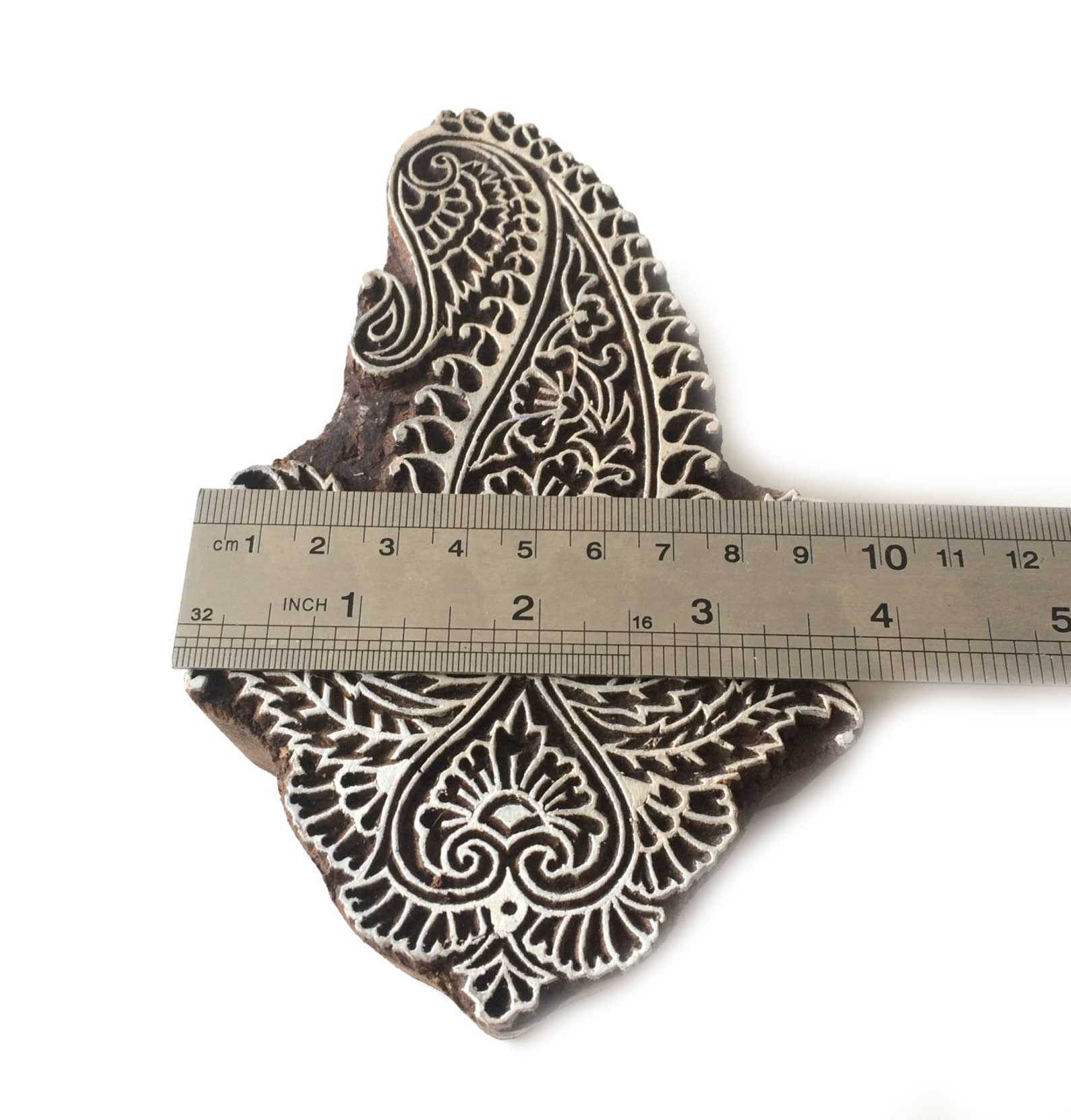 Paisley Block Print Stamp Indian Carved Wood Block Stamp Tjaps Etsy