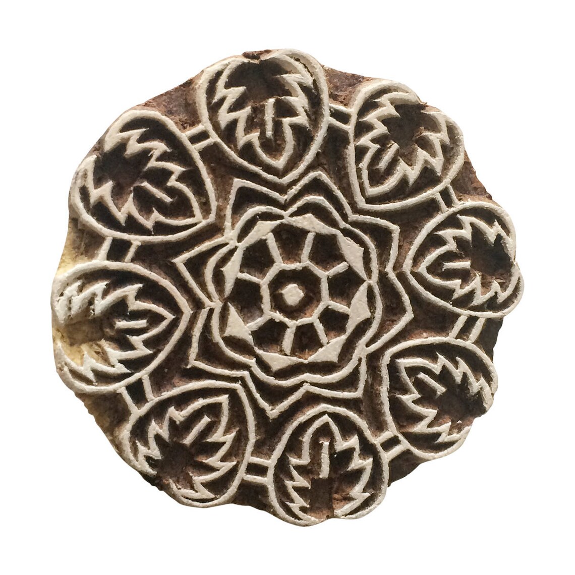 Flower Shape Round Stamp Indian Wood Stamp Wood Block Stamp Etsy