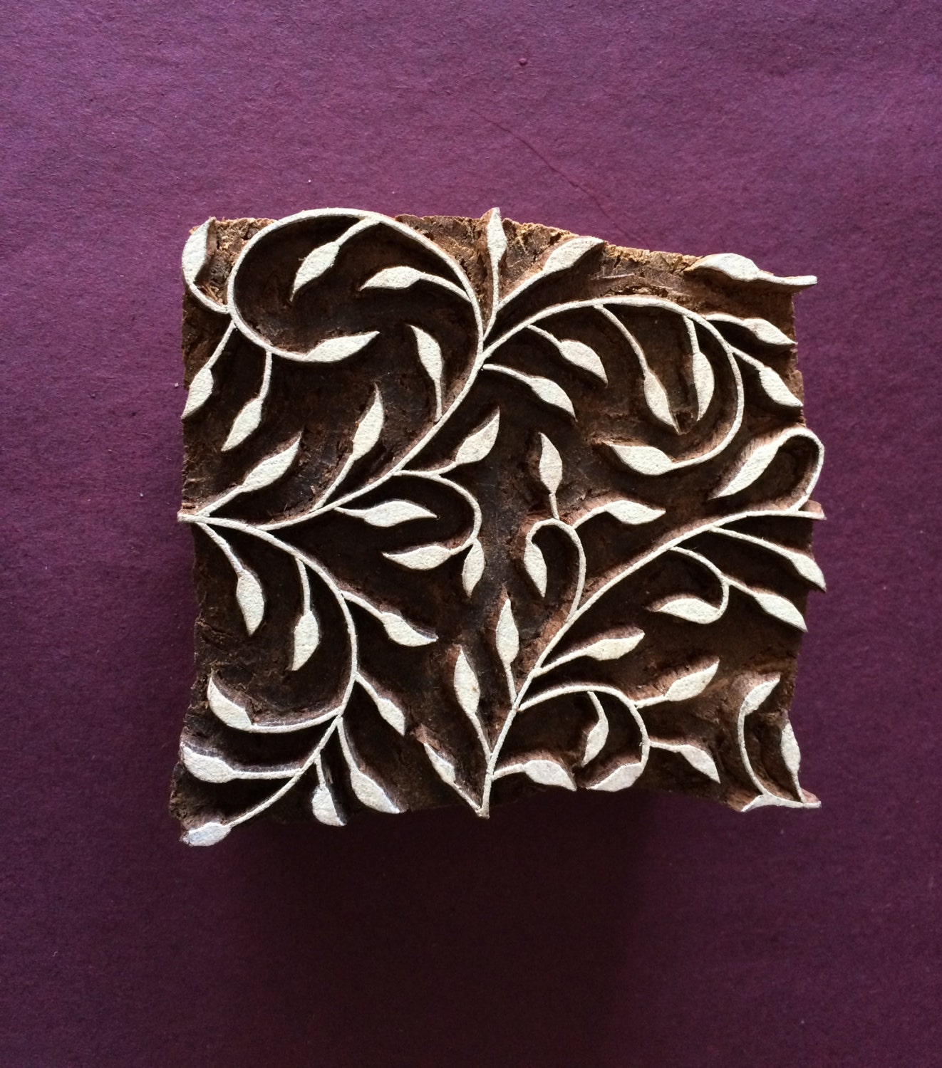 Carved Indian Wood stamp border floral stamp textile stamp Etsy