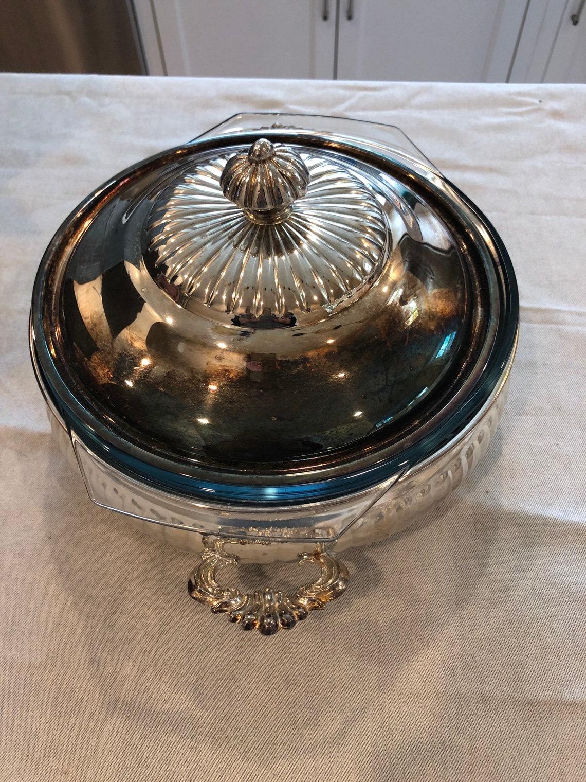 Vintage Kent Silversmiths Queen Anne Casserole Dish With Liner Etsy