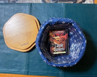Vintage Longaberger Generations Korb mit Inneneinsatz, Plastikschutz und Holzdeckel