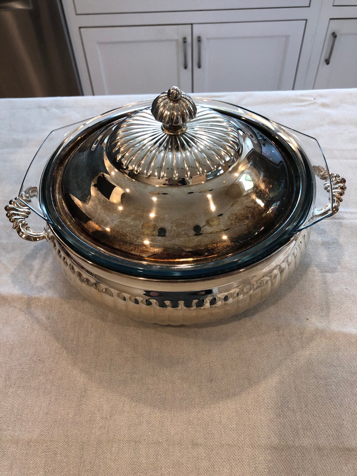 Vintage Kent Silversmiths Queen Anne Casserole Dish With Liner Etsy