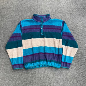 Vintage L.L. Bean Fleece Pullover Women Multicolor Sweater