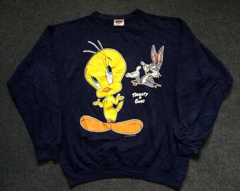 Vintage Tweety Bugs Cartoon Movie Hip hop Style 90s Sweatshirt