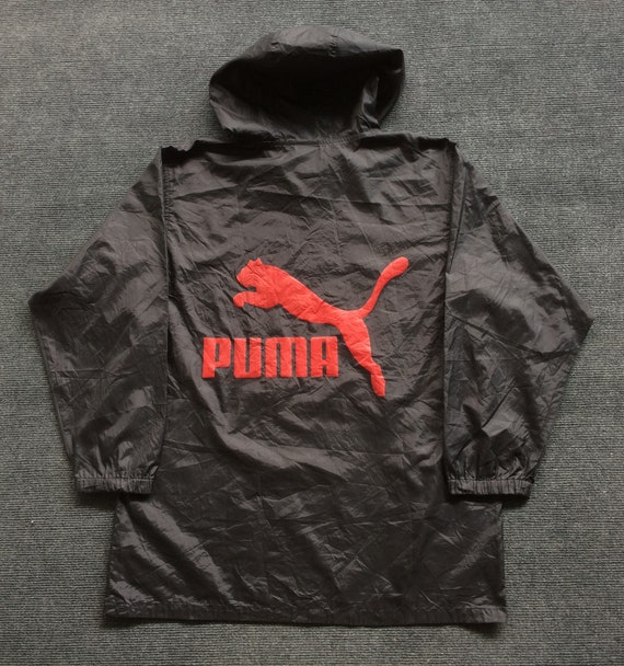 Vintage Puma Black Big Logo Mods Jersey Puma 80s 90s Hooded