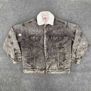 Vintage Levis Sherpa Lined Denim Jacket Trucker Washed Black Jeans Jacket