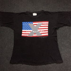 Vintage Great Malcolm X 90s Usa Flag Promo Tour Rare T shirt
