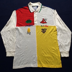 Vintage Jc De Castelbajac Polo Deportes Hip Hop Pop Art Designer tamaño 3 80s camisa