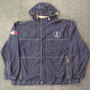 Vintage Tommy hilfiger Hooded Hip Hop 90s Streetwear Sailing Gear XL Jacket Sweater