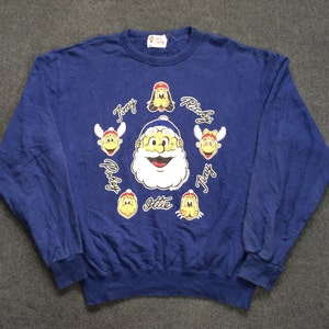 Vintage Captain Santa Jumper Crewneck Merry Christmas Santa Claus Size L Rare Streetwear Long Sleeve Sweatshirt