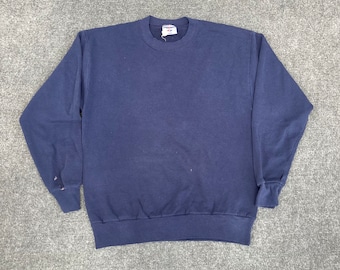 Vintage Plain Blue Sweater Hip Hop Jackets Rare 90s 80s Sweatshirt