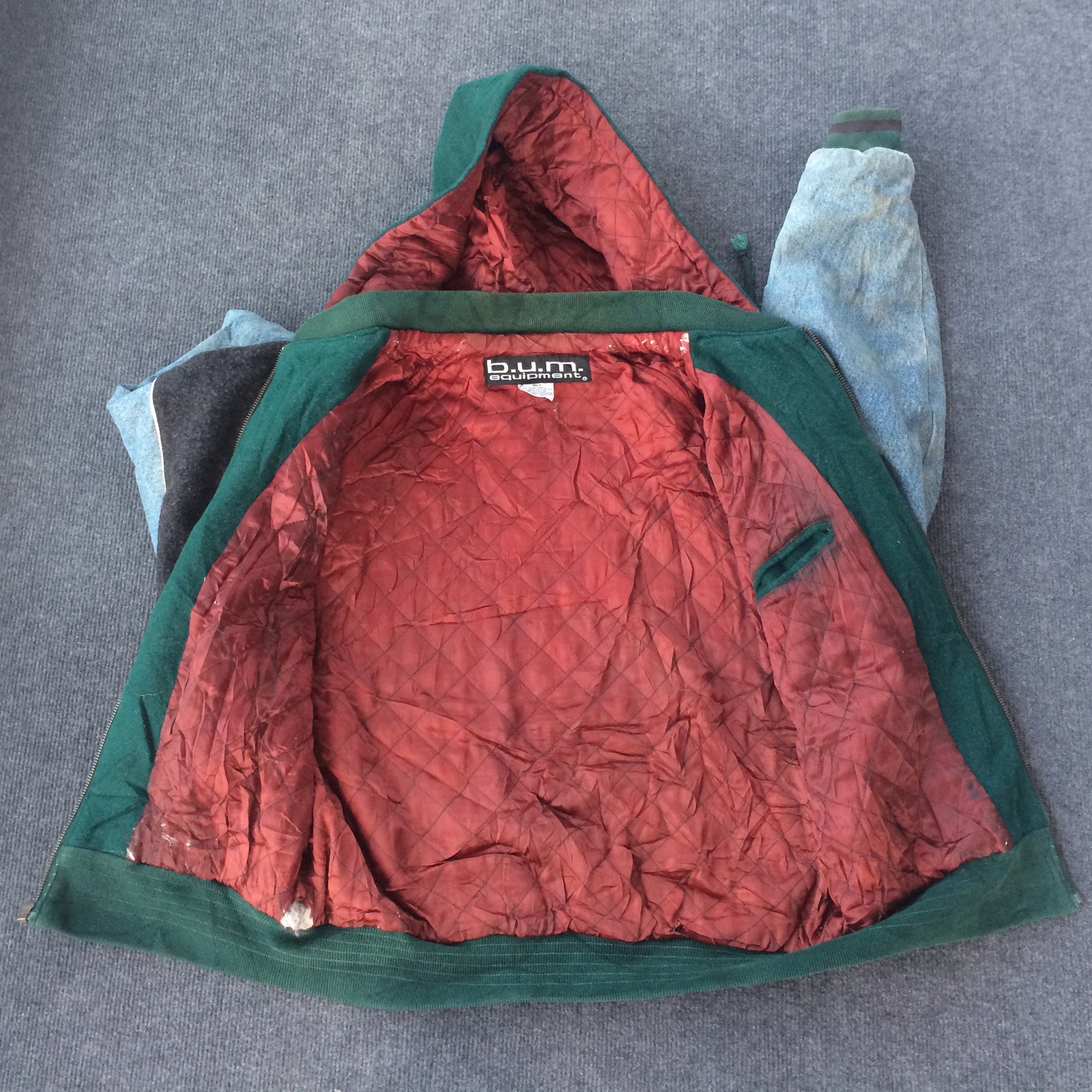 Vintage BUM Equipment Varsity Bomber Jacket 90s 80s Denim Baseball