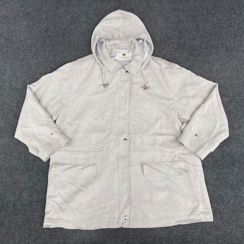 Vintage Courreges Huvtröja Lång Kappa Sport Futur Paris Jacka 90-tals Tröja bild 1